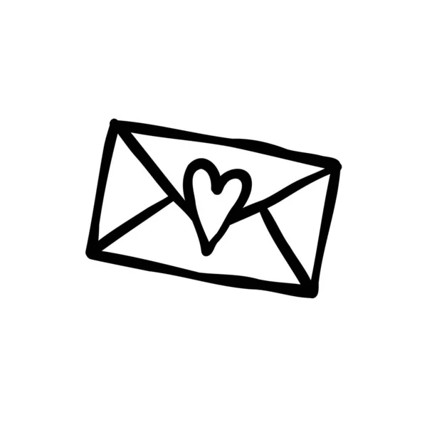 Lettre Amour Icône Doodle Illustration Dessinée Main — Image vectorielle