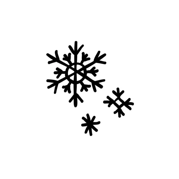Ikona Sněhové Vločky Ručně Kreslená Ilustrace — Stockový vektor