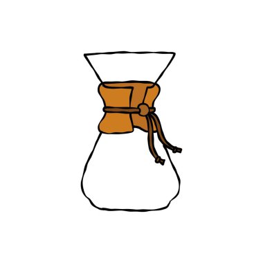 Chemex doodle simgesi, vektör illüstrasyonu