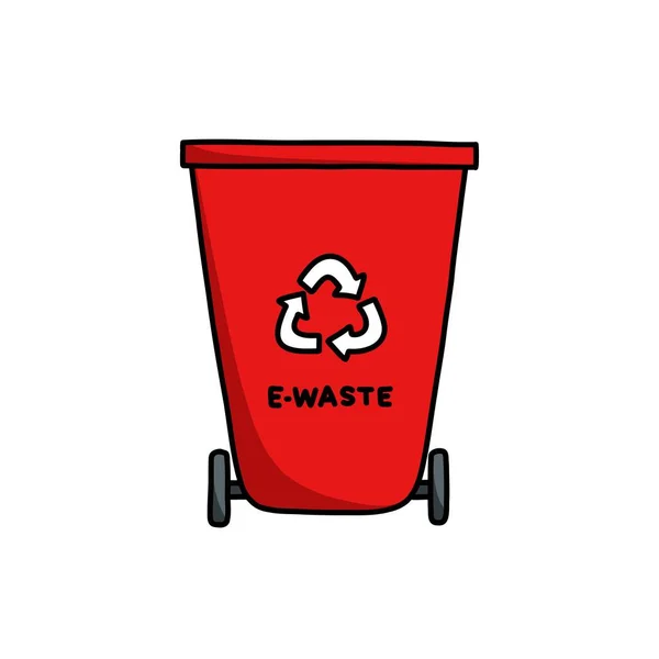 Recycle Bin Container Ewaste Doodle Icon Vector Illustration — Stock Vector