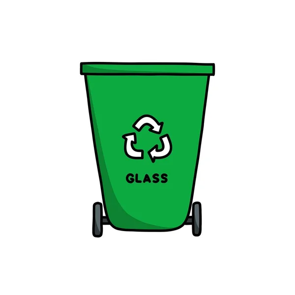 Recycle Bin Container Glass Doodle Icon Vector Illustration — Stock Vector