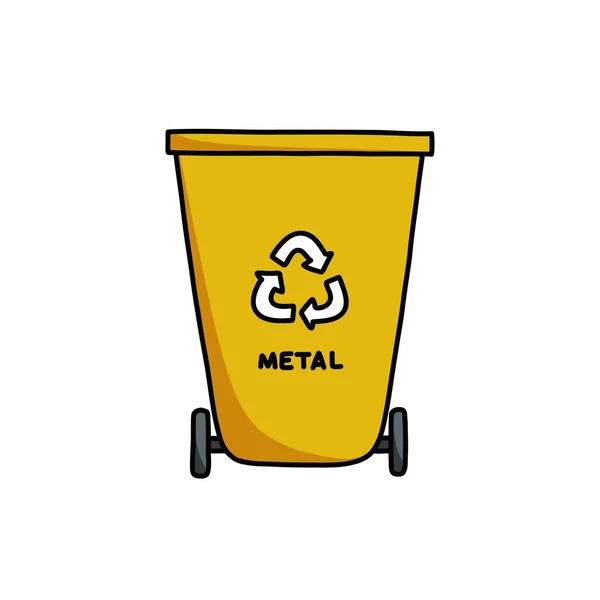 Reciclar Bin Recipiente Ícone Doodle Metal Ilustração Vetor —  Vetores de Stock