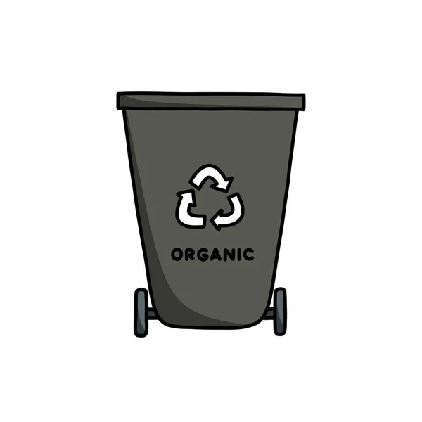 Recycle Bin Container Organic Doodle Icon Vector Illustration — Stock Vector