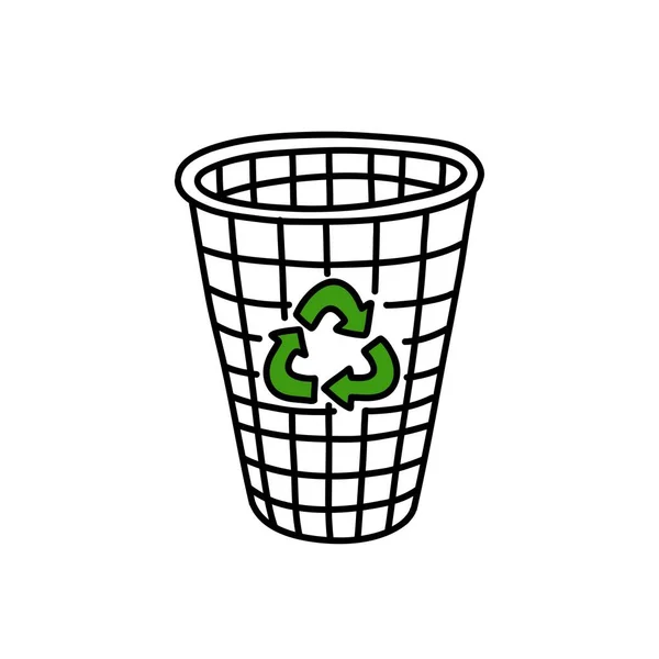 Reciclar Bin Doodle Icono Vector Ilustración — Vector de stock