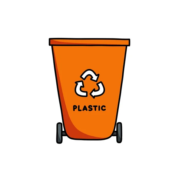 Papierkorb Container Kunststoff Doodle Symbol Vektorillustration — Stockvektor