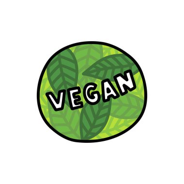 vegan sticker doodle icon, vector illustration