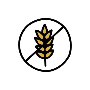 gluten free label doodle icon, vector illustration
