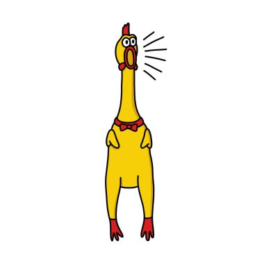 rubber chicken toy doodle icon, vector illustration