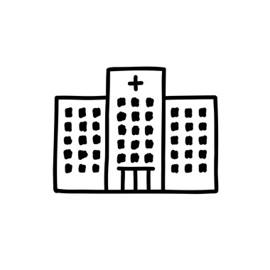 Hastane karalama simgesi, vektör illüstrasyonu