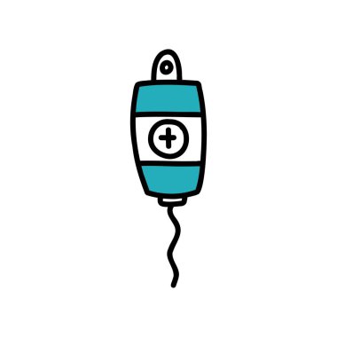 IV bag doodle icon, vector illustration