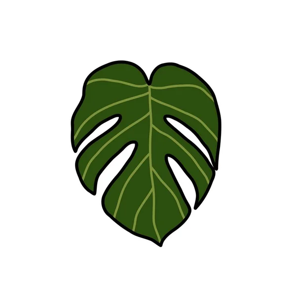 Monstera Plant Doodle Icoon Vector Illustratie — Stockvector