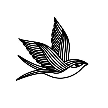 Geleneksel dövmeyi yut, vektör çizgisi çizimi