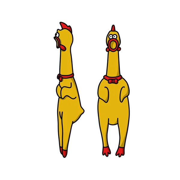 Καουτσούκ Κοτόπουλο Παιχνίδι Doodle Εικονίδιο Διανυσματική Απεικόνιση — Διανυσματικό Αρχείο