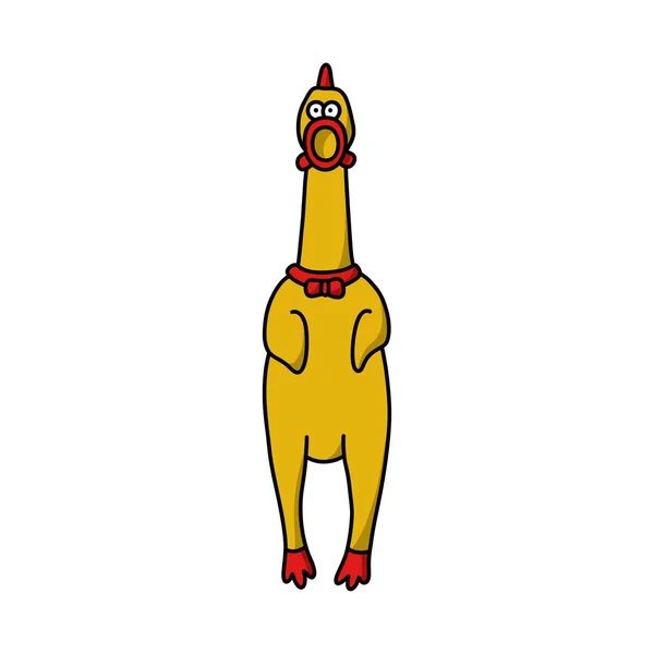 Gumowy Kurczak Zabawka Doodle Ikona Wektor Ilustracja — Wektor stockowy