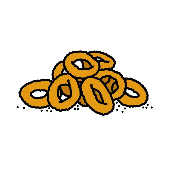 Onion Rings Doodle Icon Vector Illustration — Stock Vector