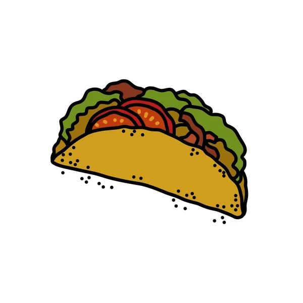 Taco Doodle Icon Vector Color Illustration — Stock Vector