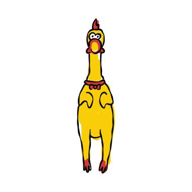 rubber chicken toy doodle icon, vector illustration
