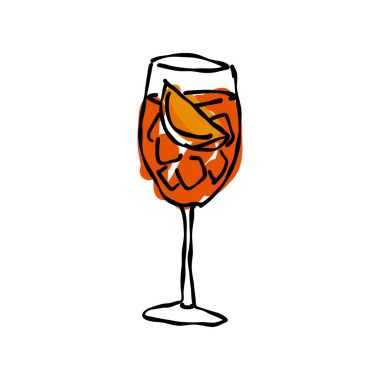 Aperol spritz kokteyl karalama simgesi, vektör illüstrasyonu