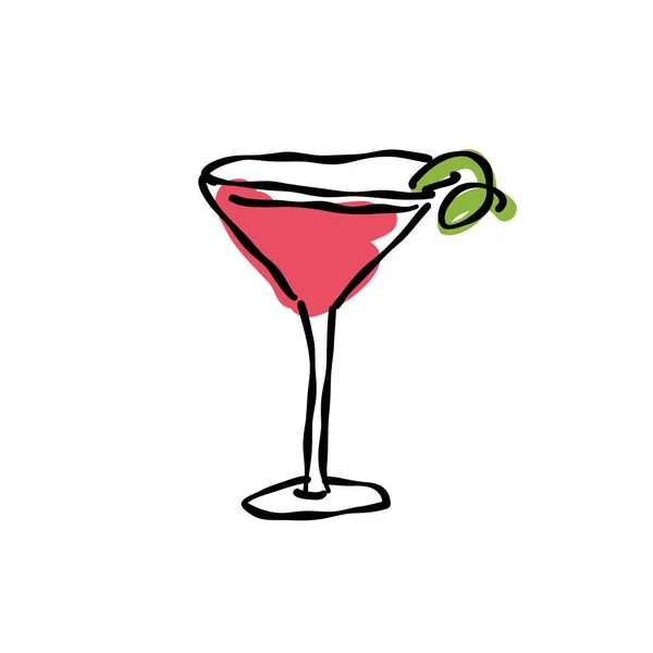 Kosmopolitische Cocktail Doodle Ikone Vektorillustration — Stockvektor