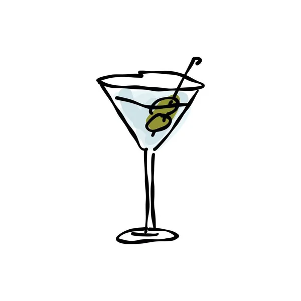 Martin Cocktail Doodle Symbol Vektorillustration — Stockvektor
