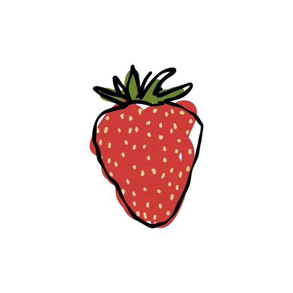 Aardbeien Doodle Icoon Vector Illustratie — Stockvector