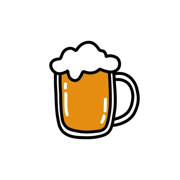 啤酒玻璃涂鸦图标 矢量插图 — 图库矢量图片