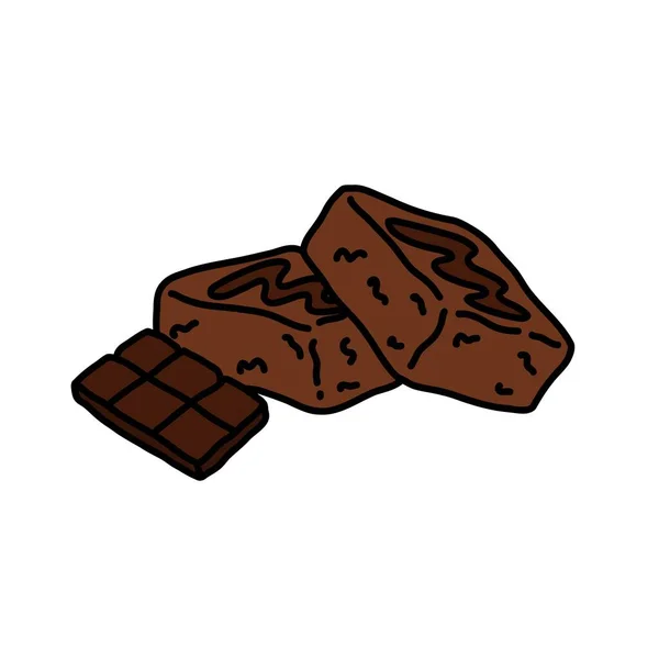 Chocolate Brownie Doodle Icon Vector Illustration — Stock Vector