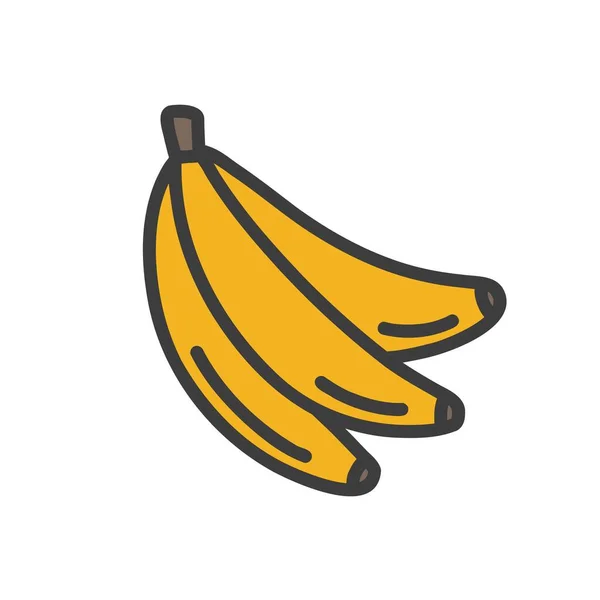 Μπανάνα Εικονίδιο Doodle Διανυσματικό Χρώμα Γραμμή Εικονογράφηση — Διανυσματικό Αρχείο