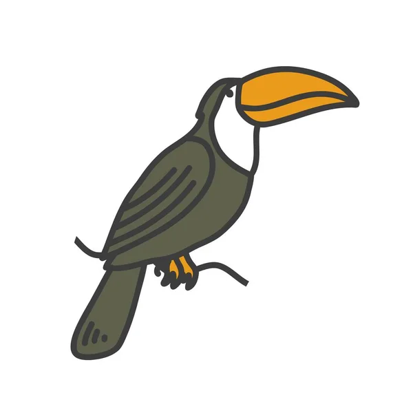 Toucan Doodle Symbol Vektorfarbenillustration — Stockvektor