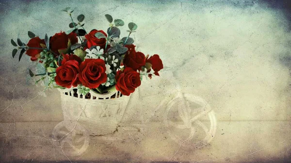 Colorida Decoración Flores Artificiales Con Tono Vintage Día San Valentín —  Fotos de Stock