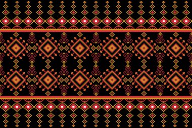 Kumaş geometrik etnik desensiz, piksel desenli duvar kâğıdı arka planı, kumaş, perde, halı, geometrik desensiz sanat çizimleri için etnik desensiz pikseller