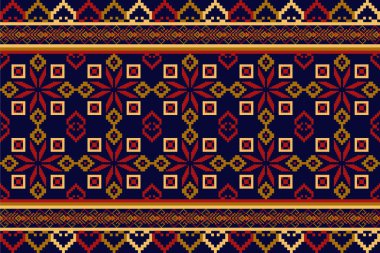 Kumaş geometrik etnik desensiz, piksel desenli duvar kâğıdı arka planı, kumaş, perde, halı, geometrik desensiz sanat çizimleri için etnik desensiz pikseller