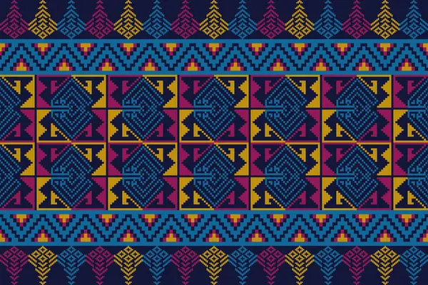 Kumaş geometrik etnik desensiz, piksel desenli duvar kâğıdı arka planı, kumaş, perde, halı, geometrik desensiz sanat çizimleri için etnik desensiz pikseller