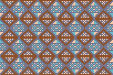 Kumaş geometrik etnik desensiz, piksel desenli duvar kâğıdı arka planı, kumaş, perde, halı, geometrik desensiz sanat çizimleri için etnik desensiz pikseller