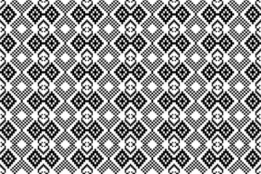 Etnik desensiz siyah ve beyaz, kumaş geometrik etnik desensiz pikselli sanat eseri, pikselli duvar kağıdı arka planı, kumaş, perde, halı, geometri, kusursuz desensiz sanat çizimi tasarımı