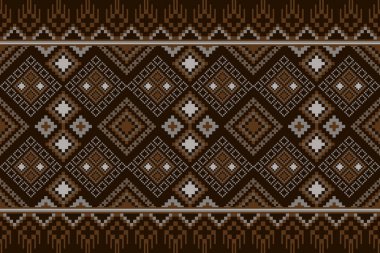 Kumaş geometrik etnik desensiz, piksel desenli duvar kâğıdı arka planı, kumaş, perde, halı, geometrik desensiz sanat çizimleri için etnik desensiz pikseller