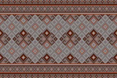 Kumaş geometrik etnik desensiz, piksel desenli duvar kâğıdı arka planı, kumaş, perde, halı, geometrik desensiz sanat çizimleri için etnik desensiz pikseller