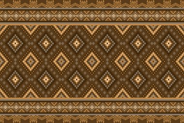 Kumaş geometrik etnik desensiz, piksel desenli duvar kâğıdı arka planı, kumaş, perde, halı, geometrik desensiz sanat çizimleri için etnik desensiz pikseller