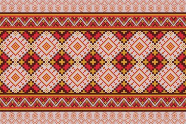 Kumaş geometrik etnik desensiz, piksel desenli duvar kâğıdı arka planı, kumaş, perde, halı, geometrik desensiz sanat çizimleri için etnik desensiz pikseller