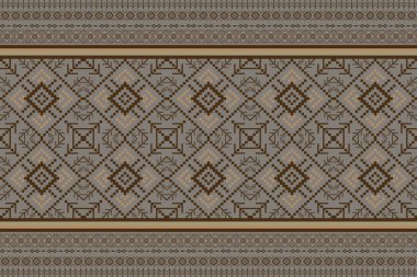 Kumaş geometrik etnik desensiz, piksel desenli duvar kâğıdı arka planı, kumaş, perde, halı, geometrik desensiz sanat çizimleri için etnik desensiz pikseller