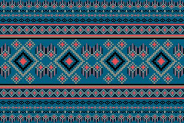 Kumaş geometrik etnik desensiz, piksel desenli duvar kâğıdı arka planı, kumaş, perde, halı, geometrik desensiz sanat çizimleri için etnik desensiz pikseller