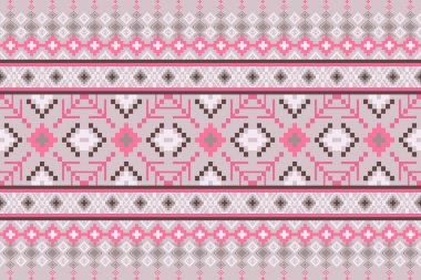 Kumaş geometrik etnik desensiz, piksel desenli duvar kâğıdı arka planı, kumaş, perde, halı, geometrik desensiz sanat çizimleri için etnik desensiz pikseller