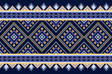 Kumaş geometrik etnik desensiz, piksel desenli duvar kâğıdı arka planı, kumaş, perde, halı, geometrik desensiz sanat çizimleri için etnik desensiz pikseller