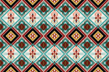 Etnik desensiz, dikişsiz geometrik, Aztek işlemeli, dikişsiz sınır desenleri. Etnik desensiz, kalıplı duvar kağıdı arka planı, kumaş, perde, halı, geometrisiz desen.