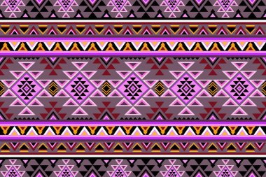 Etnik desensiz, dikişsiz geometrik, Aztek işlemeli, dikişsiz sınır desenleri. Etnik desensiz, kalıplı duvar kağıdı arka planı, kumaş, perde, halı, geometrisiz desen.