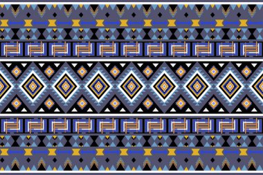 Etnik desensiz, dikişsiz geometrik, Aztek işlemeli, dikişsiz sınır desenleri. Etnik desensiz, kalıplı duvar kağıdı arka planı, kumaş, perde, halı, geometrisiz desen.