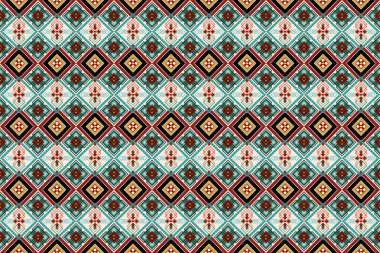 Etnik desensiz, dikişsiz geometrik, Aztek işlemeli, dikişsiz sınır desenleri. Etnik desensiz, kalıplı duvar kağıdı arka planı, kumaş, perde, halı, geometrisiz desen.