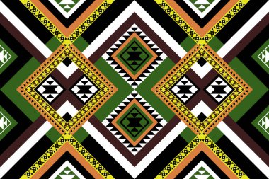 Etnik desensiz, dikişsiz geometrik, Aztek işlemeli, dikişsiz sınır desenleri. Etnik desensiz, kalıplı duvar kağıdı arka planı, kumaş, perde, halı, geometrisiz desen.