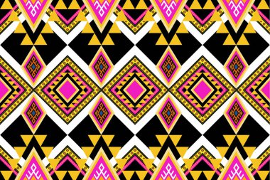 Etnik desensiz, dikişsiz geometrik, Aztek işlemeli, dikişsiz sınır desenleri. Etnik desensiz, kalıplı duvar kağıdı arka planı, kumaş, perde, halı, geometrisiz desen.