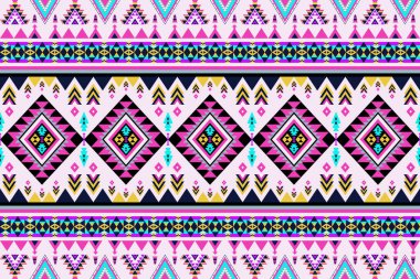 Etnik desensiz, dikişsiz geometrik, Aztek işlemeli, dikişsiz sınır desenleri. Etnik desensiz, kalıplı duvar kağıdı arka planı, kumaş, perde, halı, geometrisiz desen.